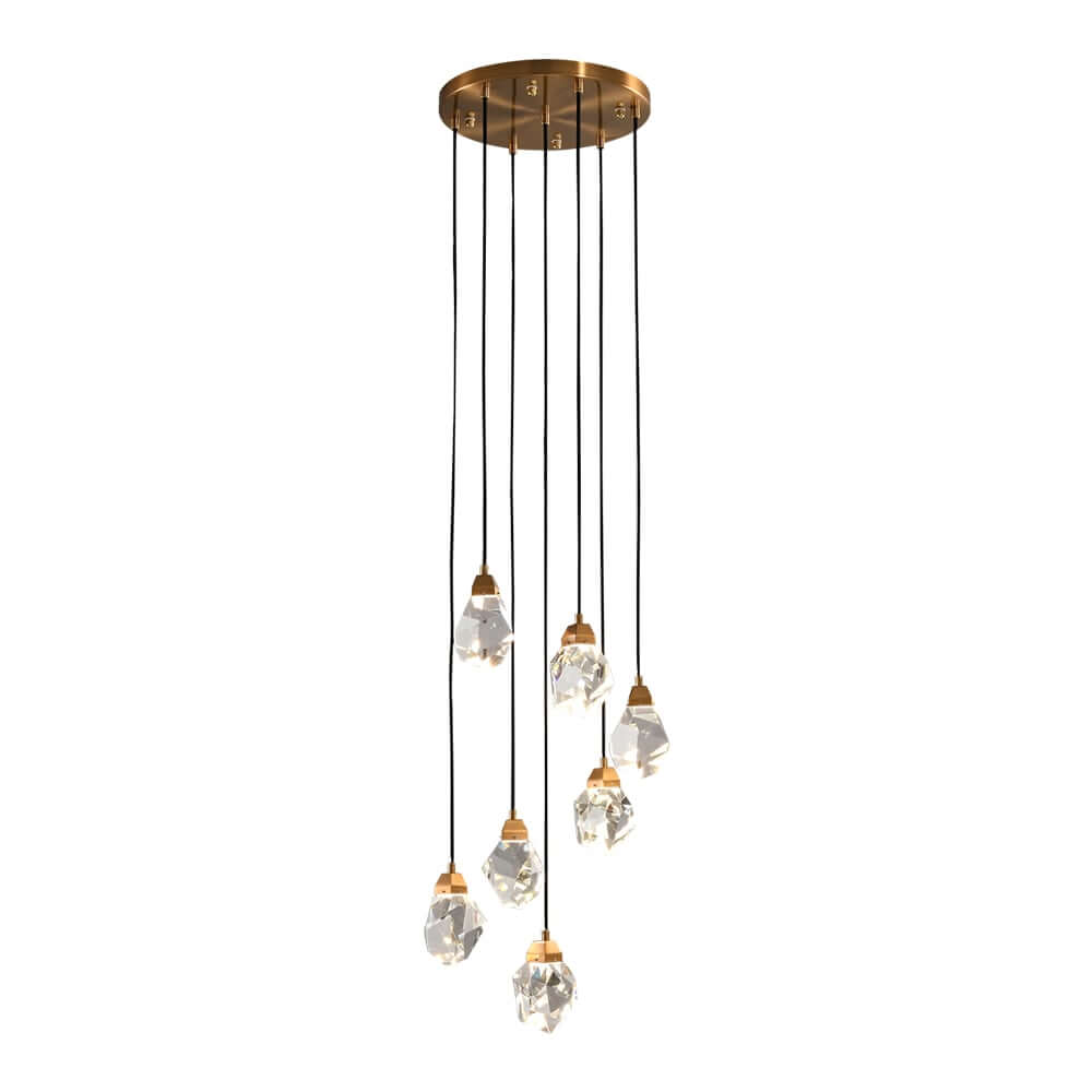7-Tier Asymmetrical Crystal Chandelier in Gold with LED Lighting