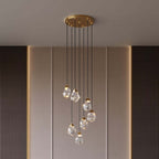 7-Tier Asymmetrical Crystal Chandelier in Gold with LED Lighting