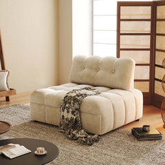 Cocochairs Teddy Fleece Lounge Sofa Bed – Cream White Pull-Out Sleeper for Small Spaces