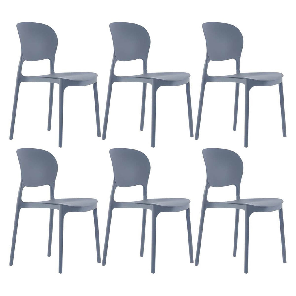 Stackable modern side chair with low back made of plastic and acrylic, perfect for contemporary dining