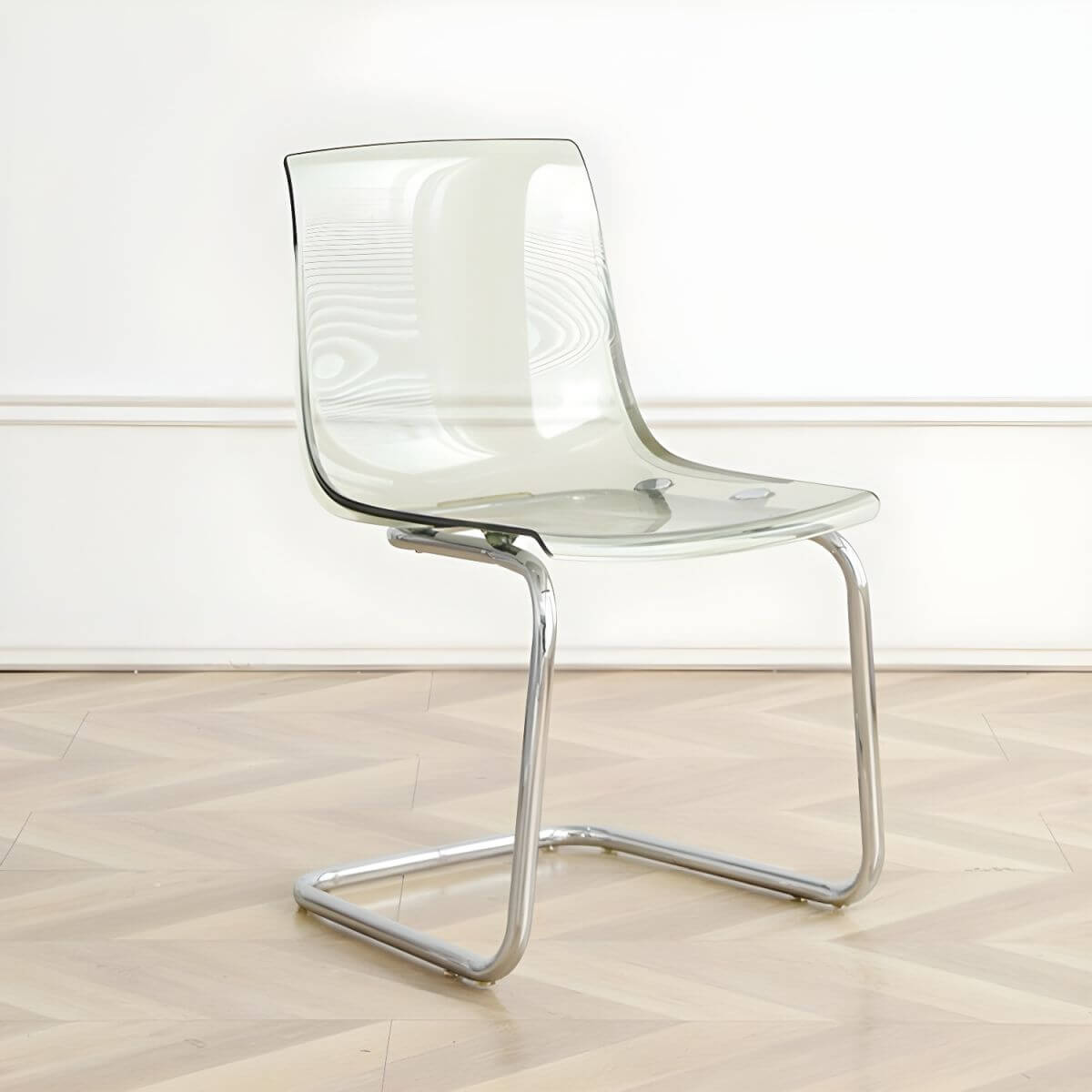 Scandinavian style plastic and acrylic non-upholstered side dining chair