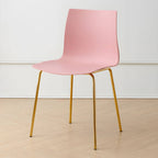 Modern plastic and acrylic side chair with metal legs, ideal for kitchen and dining rooms