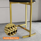 Set of four modern black PU leather counter stools with backrest for kitchen or breakfast bar