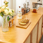 71" Ash Wood Buffet Cabinet with Woven Rattan Doors