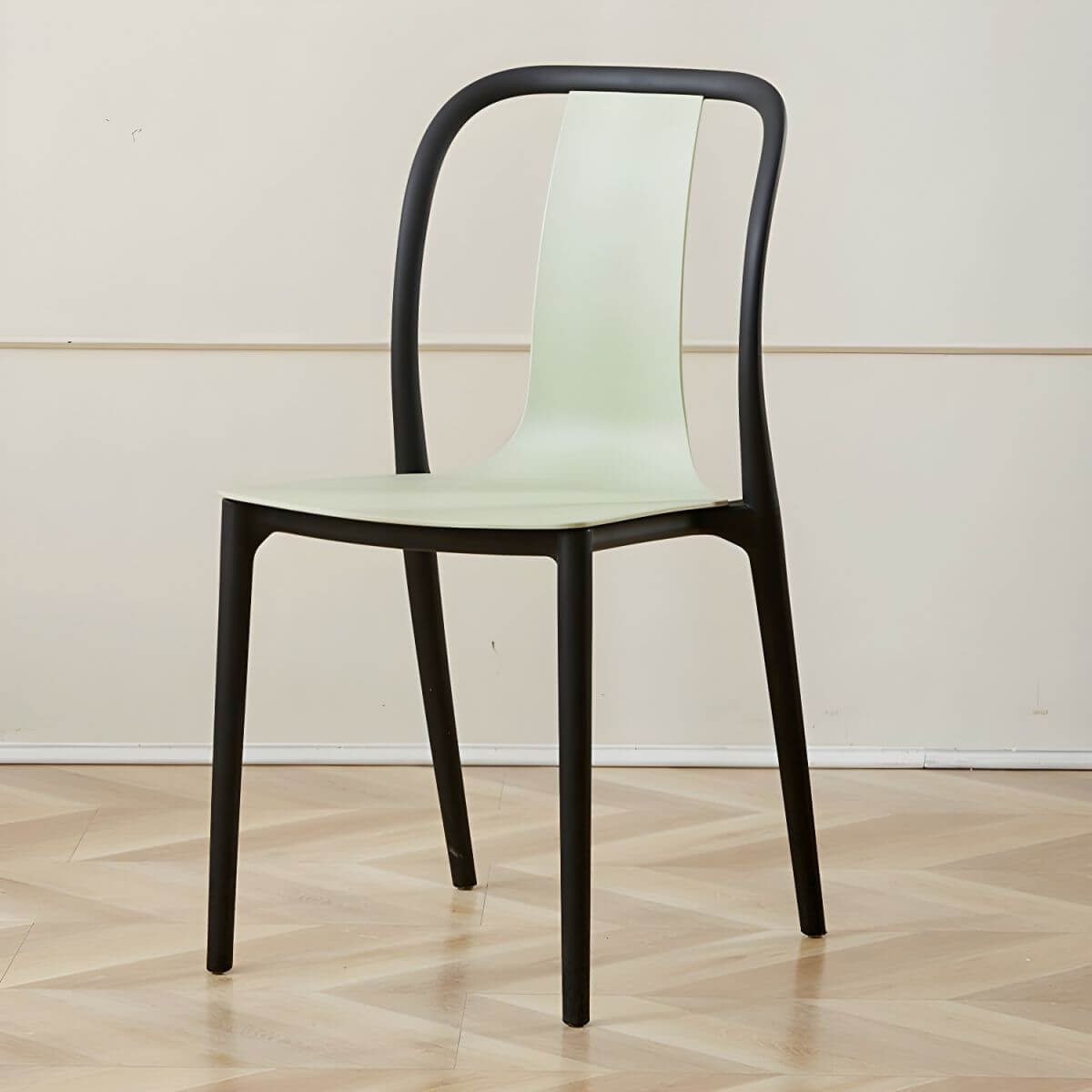 Low-back plastic and acrylic side chair with modern style for kitchen and dining areas