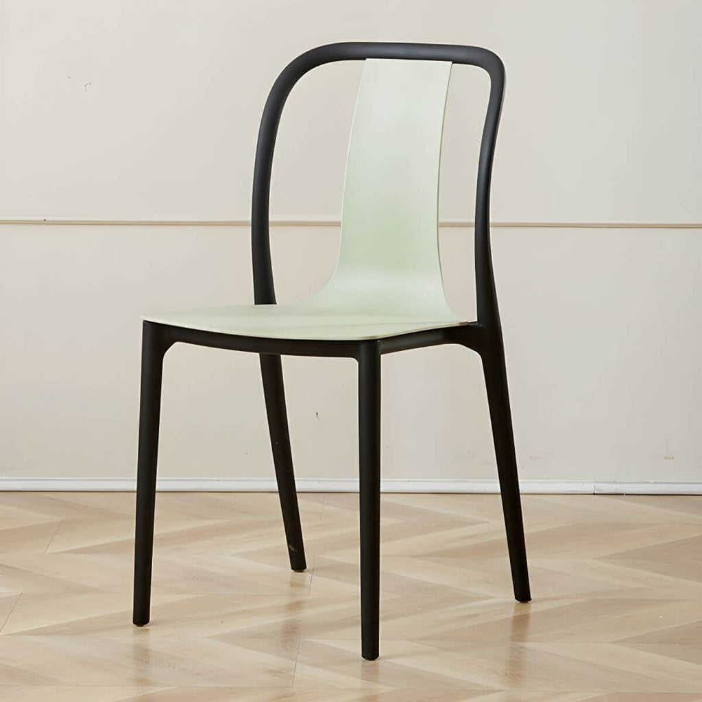 Low-back plastic and acrylic side chair with modern style for kitchen and dining areas