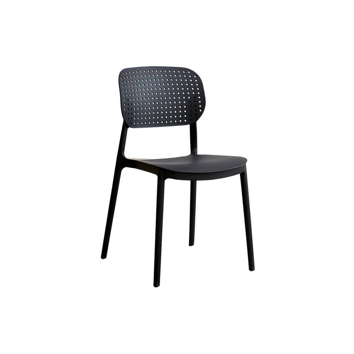 Stackable Scandinavian style plastic and acrylic side chair with low back for dining