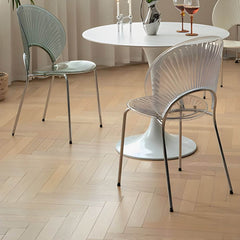Scandinavian Style Stackable Plastic & Acrylic Side Chair with Silver Legs Dining Chairs