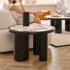 Round terrazzo coffee table with elegant design, perfect for adding sophistication to your living room