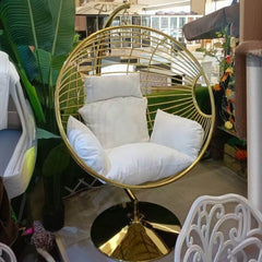 Silver/Aurous Stainless Alloy Porch Swing with Stand, Complete with Cushions, Chain, and Stand Porch Swings