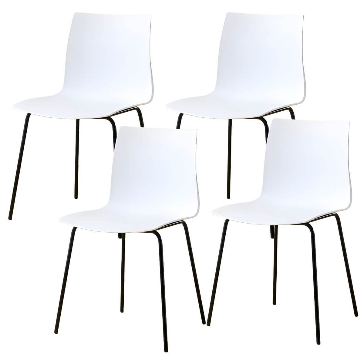 Modern plastic and acrylic side chair with metal legs, ideal for kitchen and dining rooms