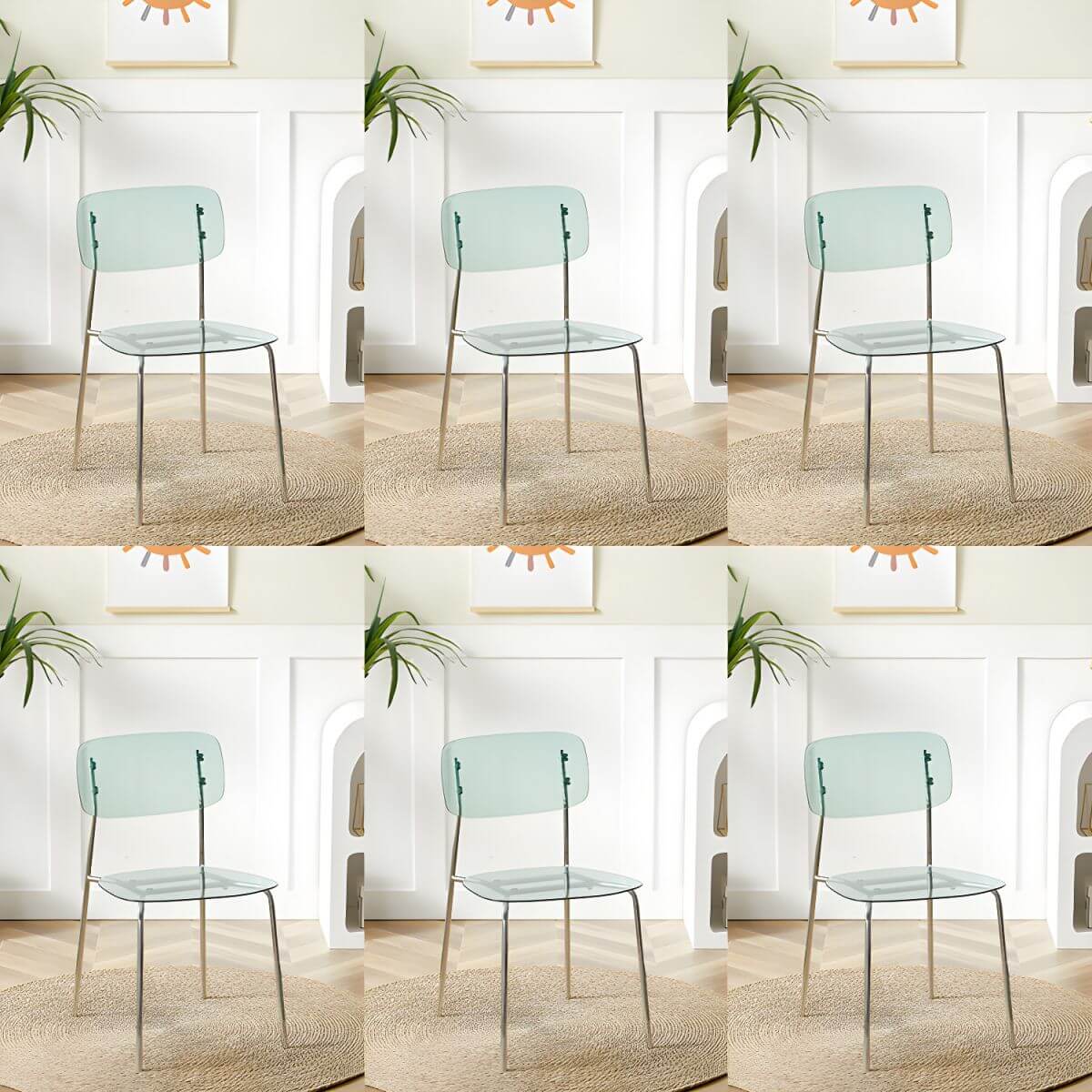 Transparent acrylic dining chair with modern design, perfect for living room and kitchen seating