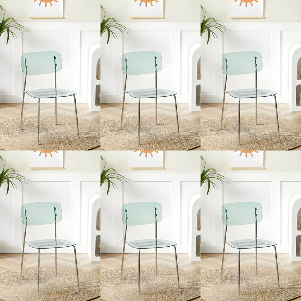 Transparent acrylic dining chair with modern design, perfect for living room and kitchen seating