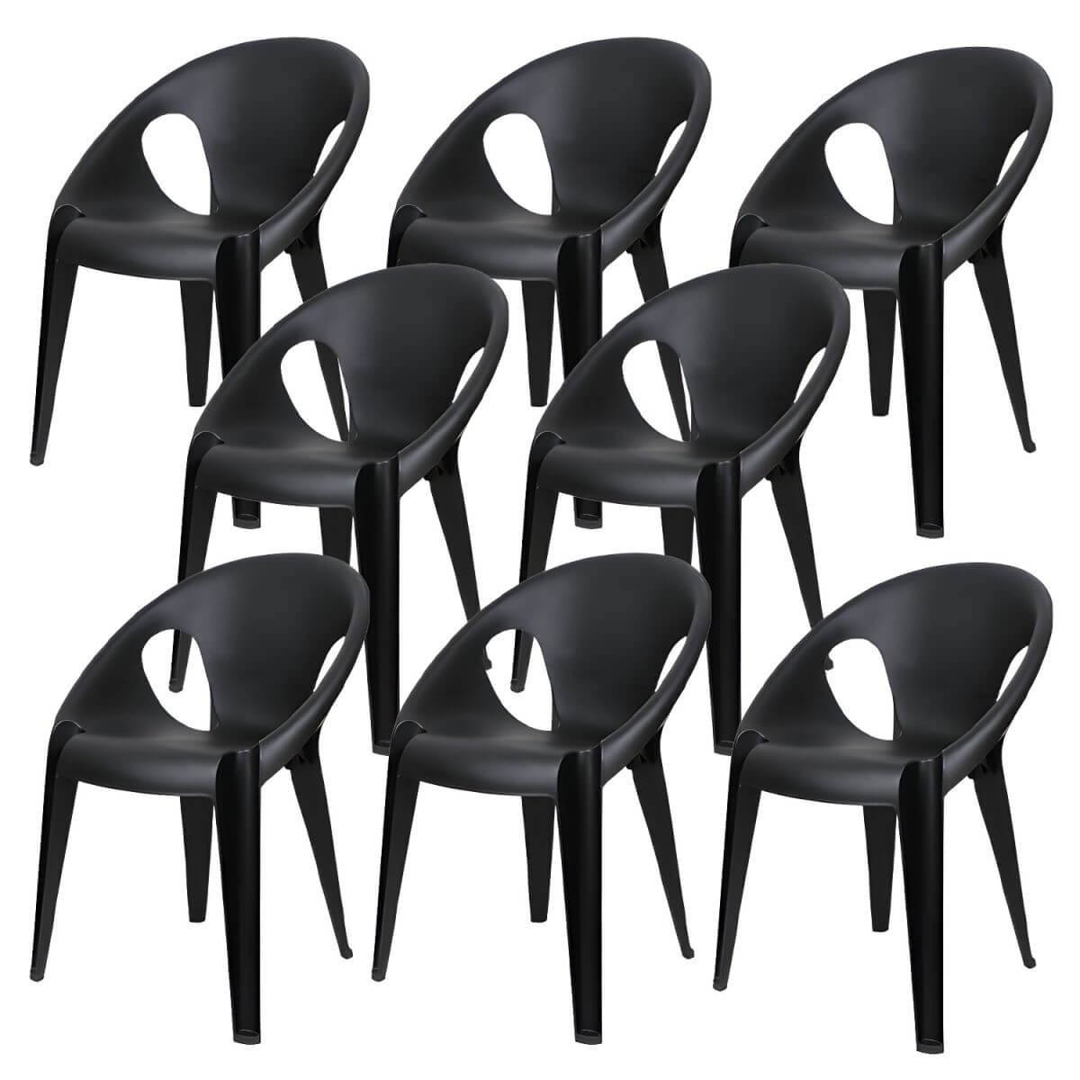 Stackable modern arm chair with open back made of plastic and acrylic for dining