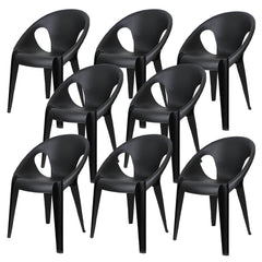 Stackable Modern Arm Chair with Open Back in Plastic & Acrylic Dining Chairs