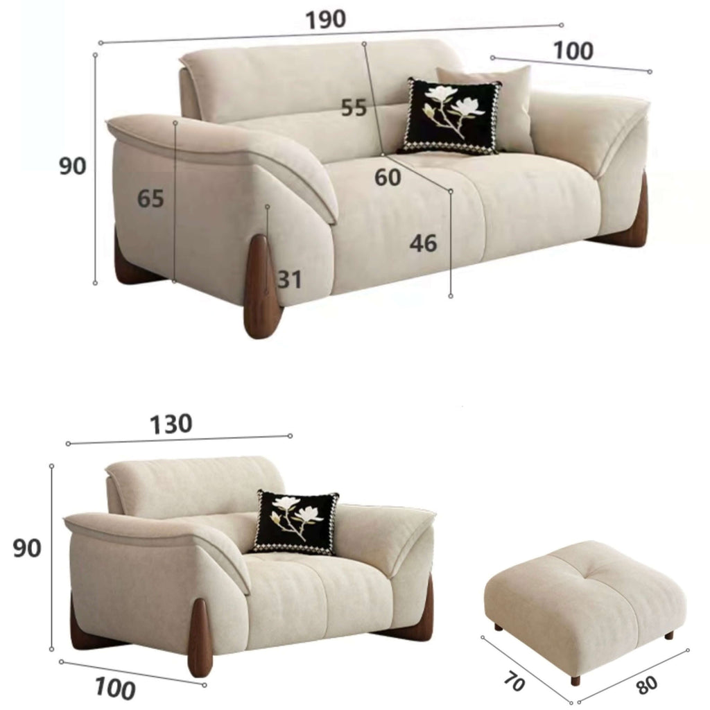 Modern green and white sofa with soft tech fabric, perfect for a cozy living room