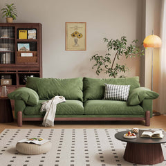Wooden Three-Seater Sofa with Armrests – Oversized Comfort and Style