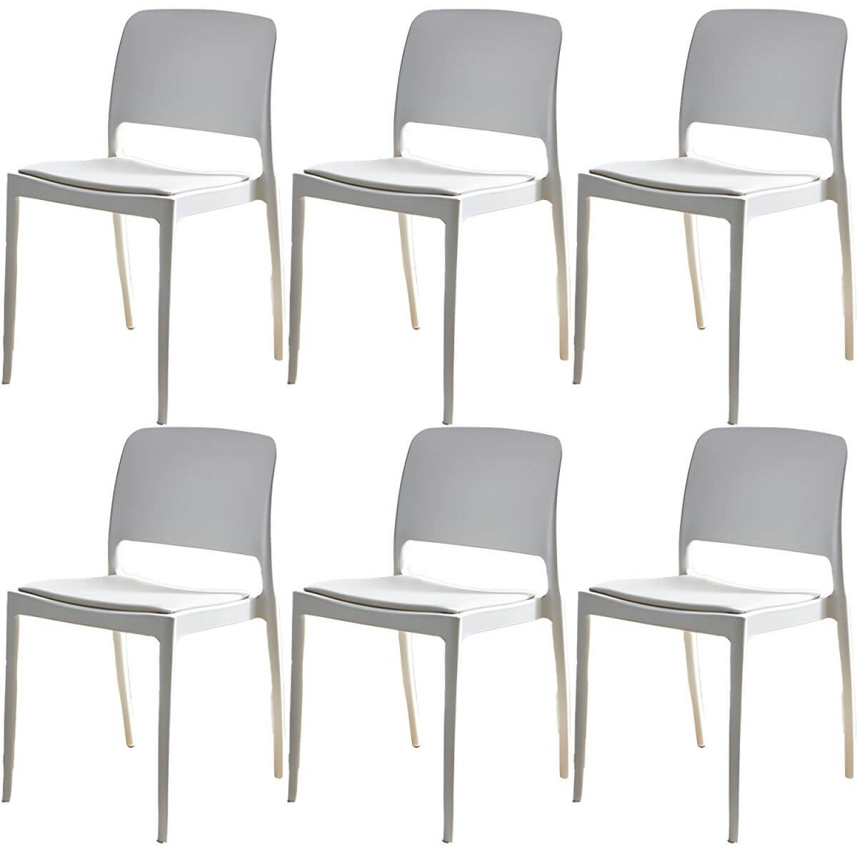 Scandinavian plastic and acrylic dining chair with low backrest and armless design