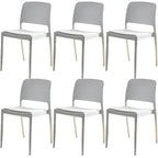 Scandinavian plastic and acrylic dining chair with low backrest and armless design