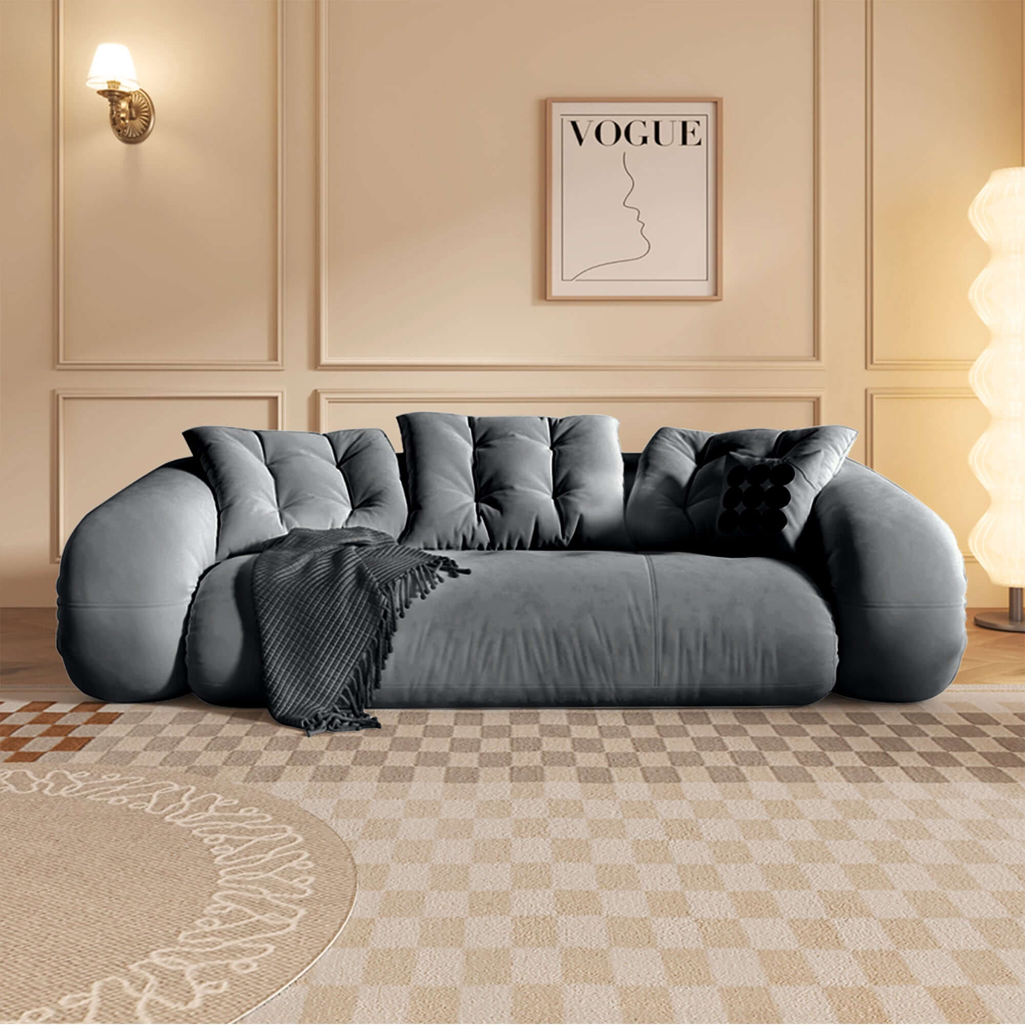 Velvet folding floor sleeper sofa bed with pet-friendly bean bag style design