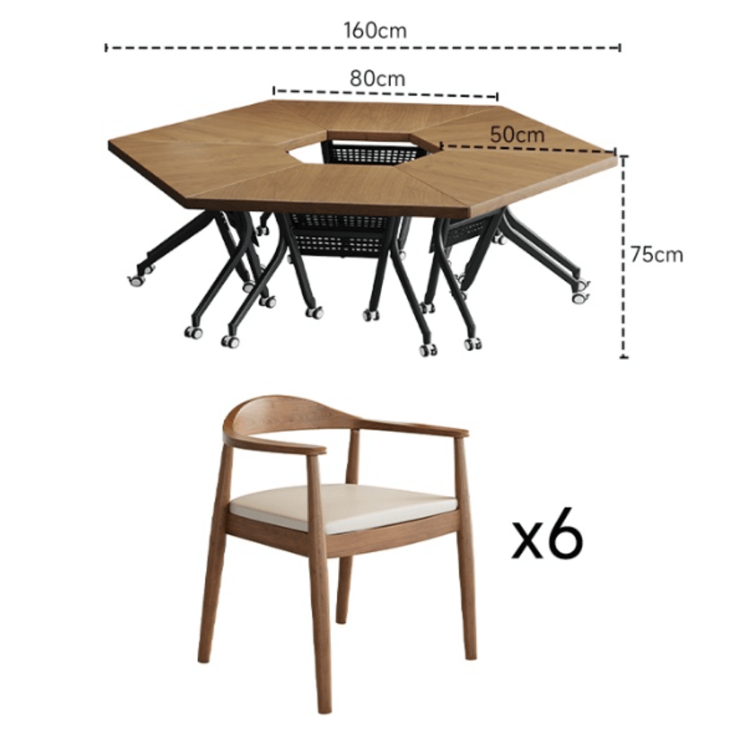 Portable conference table with 360-degree silent wheels for dynamic work environments