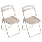 Modern collapsible open back side chair made of plastic and acrylic, ideal for kitchen and dining areas
