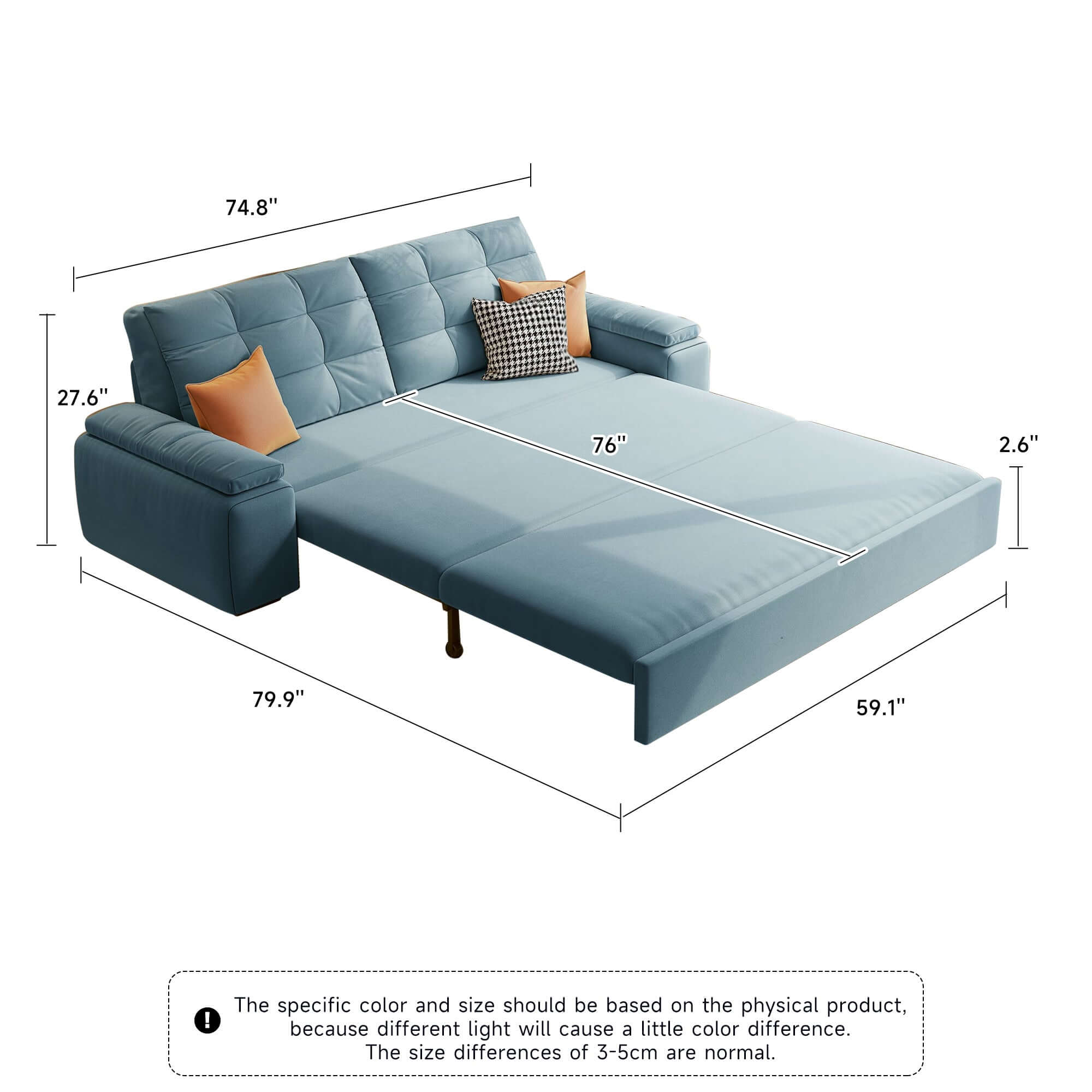 Convertible sleeper sofa bed with storage and pull-out design for modern living spaces