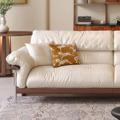 Three-Seater Sofa with Straight-Line Design & Top-grain Leather Upholstery