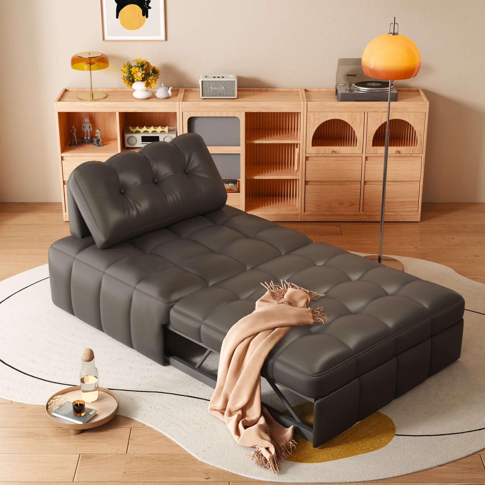 Modern convertible sofa bed that easily switches between a comfortable couch and a bed