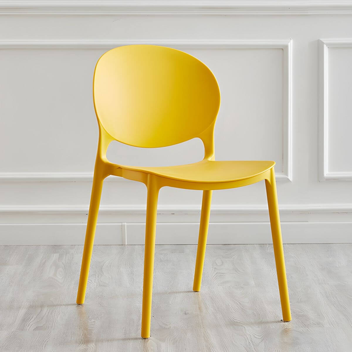 Modern acrylic dining side chair with open back, 32 inches tall, ideal for restaurant seating