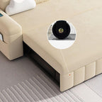 Beige Twill Sofa Recliner with USB Port, Under-seat Storage, Left Orientation, and L-Shape Design, 106"L x 63"W x 33"H