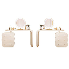 White Makeup Vanity with Adjustable 3-Drawer Side Cabinet Position