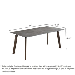 63" Minimalist Luxury Rectangular Dining Table for 6 Person