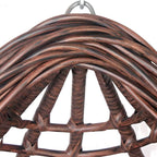 Magenta and sepia porch swing egg chair with alloy stand, chain, cushions, and 2-person seating