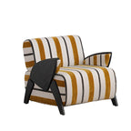Accent arm chair with fixed back and armrest, available in solid color, striped, and floral patterns