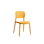Stackable Scandinavian style plastic and acrylic side chair with low back for dining