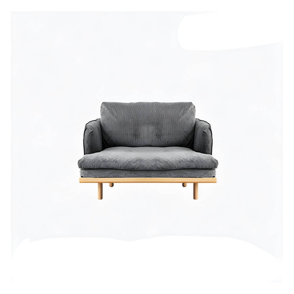 Modern polyester sofa settee with recessed arms and tight back, ideal for living room seating