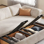 Nordic upholstered sofa bed with storage, 30.7 inches tall sleeper sofa for small spaces