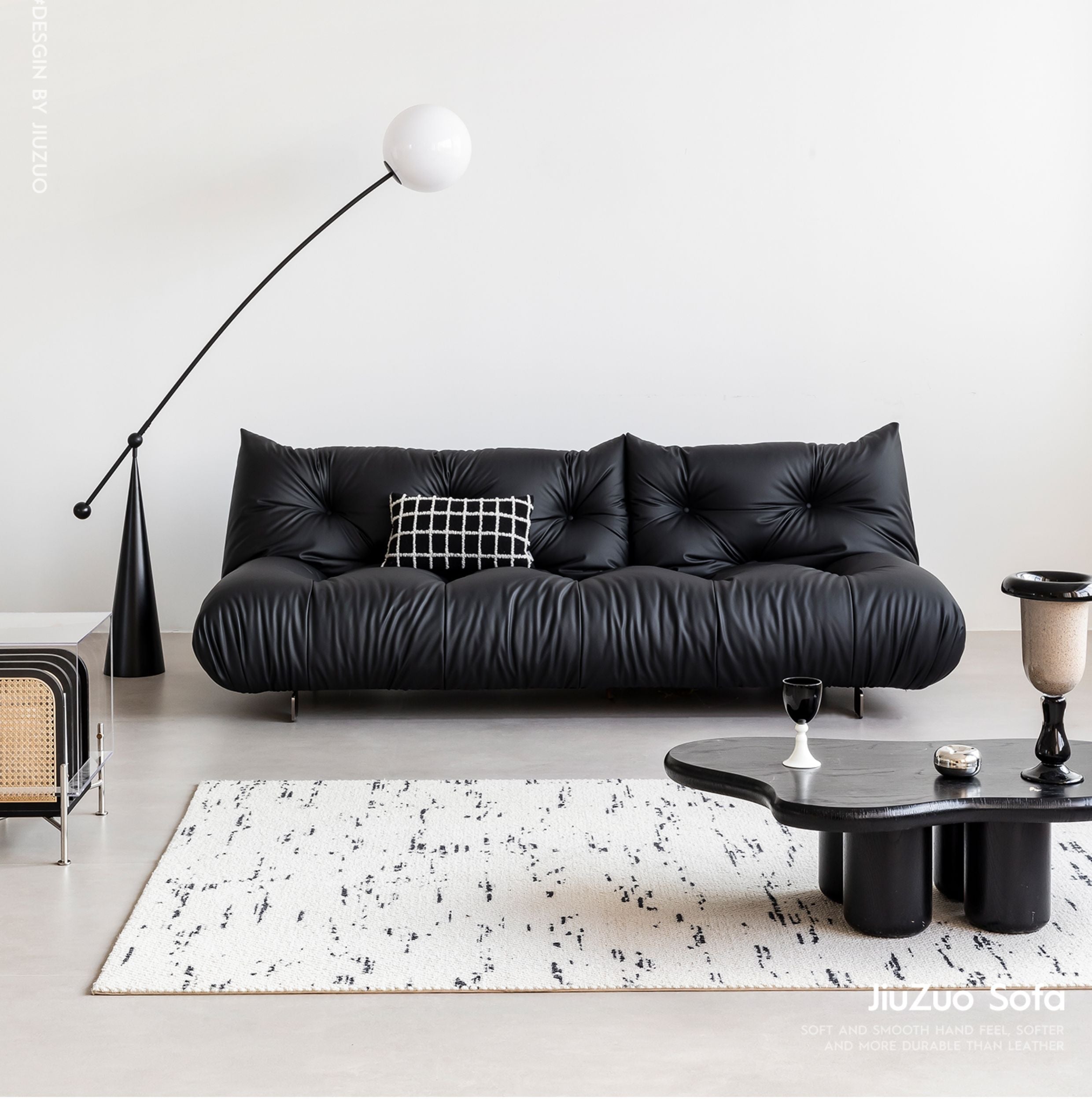 Modern Togo Style Leather Sleeper Sofa Bed - Armless & Versatile Design