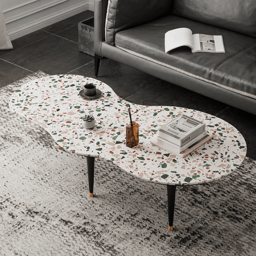 Terrazzo coffee table with contemporary design, perfect for small homes and chic office spaces