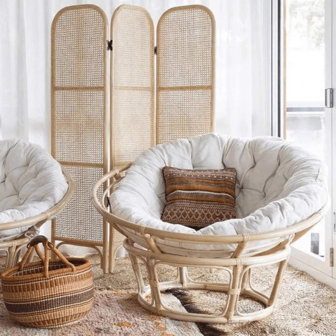 Comfortable Nordic design papasan lounge chair made with durable rattan material