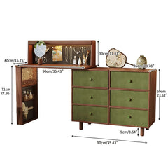 Cocochairs Multifunctional Makeup Vanity Desk with 6 Drawers & Pegboard Storage