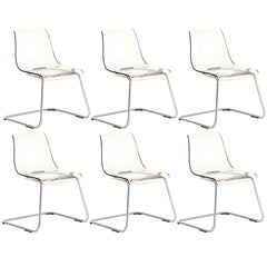 Scandinavian Style Plastic & Acrylic Side Chair Silver Legs Non-Upholstered Chair Dining Chairs