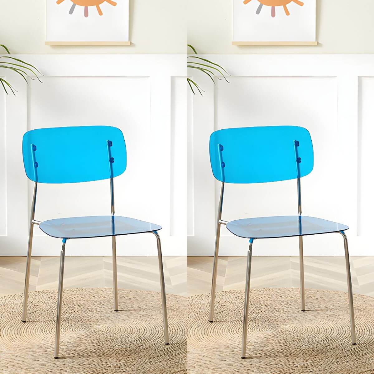 Transparent acrylic dining chair with modern design, perfect for living room and kitchen seating