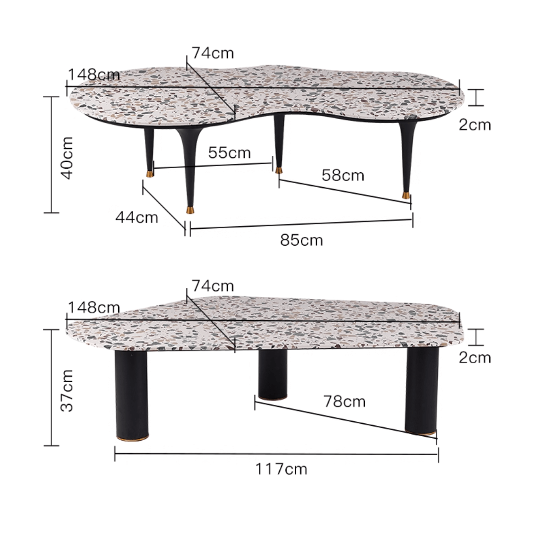 Terrazzo coffee table with contemporary design, perfect for small homes and chic office spaces