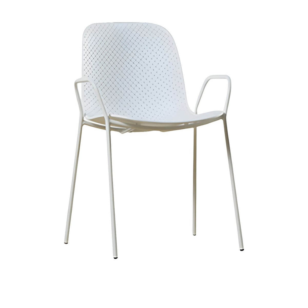 Scandinavian stackable kitchen chair with plastic and acrylic seat and metal legs