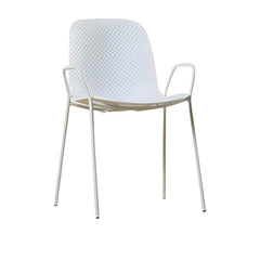 Scandinavian Stackable Plastic & Acrylic Kitchen & Dining Chair with Metal Legs Dining Chairs