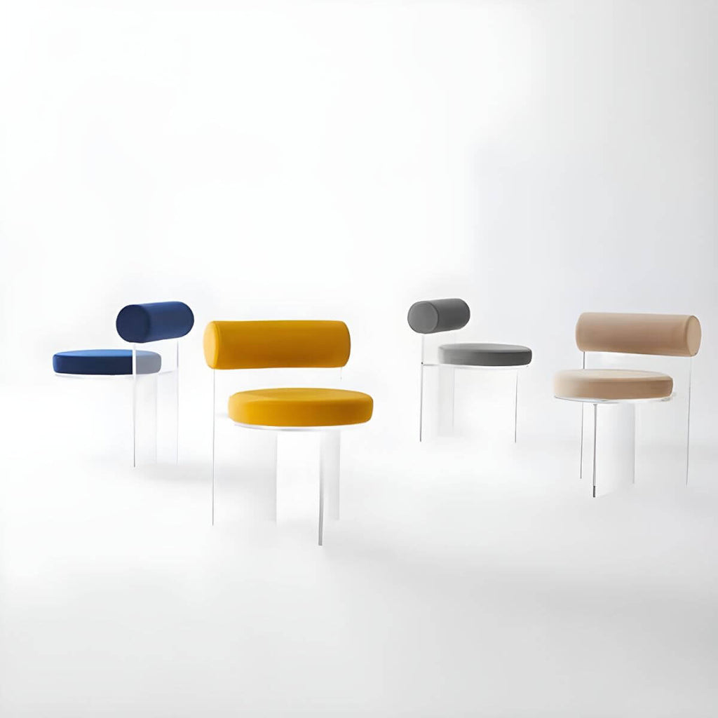 Acrylic contemporary dining chair with solid back, perfect for modern dining rooms