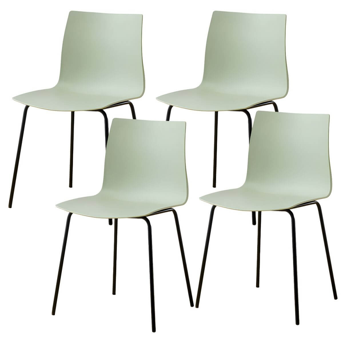 Modern plastic and acrylic side chair with metal legs, ideal for kitchen and dining rooms