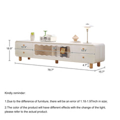 Cream Style Wooden TV Stand with Sliding Door & Drawers